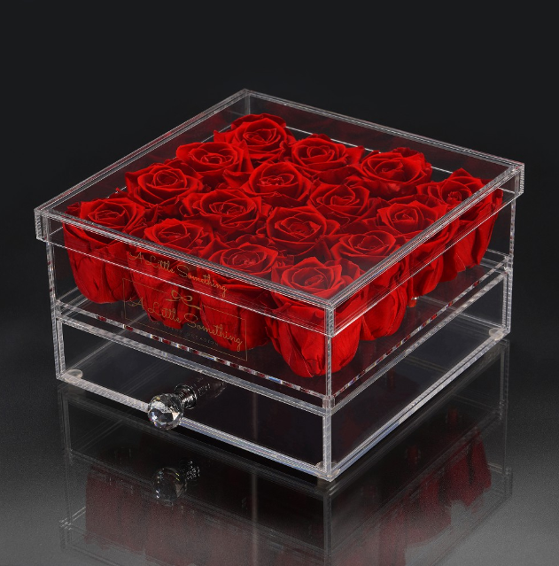 box of preserved roses